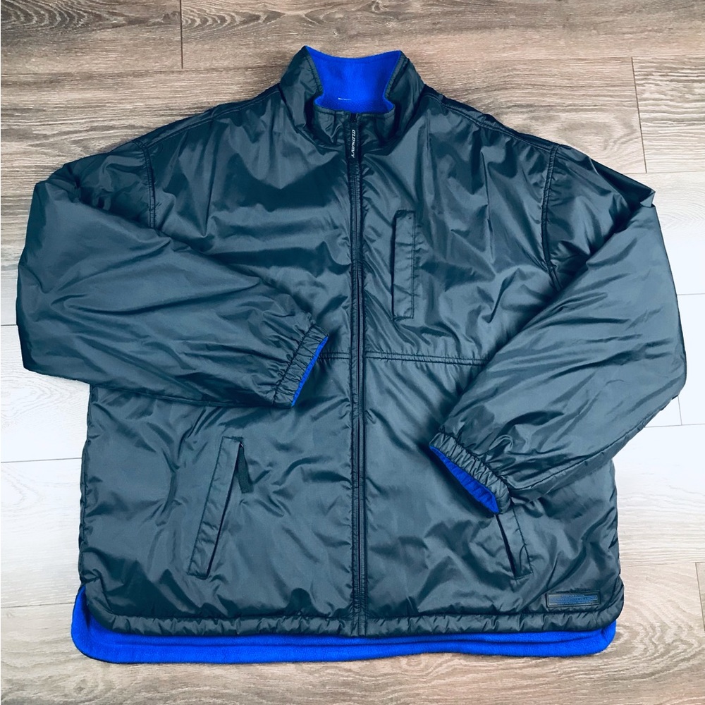 Old Navy Men’s Vintage Black & Blue Full Zip Reversible Winter Jacket Size XXL